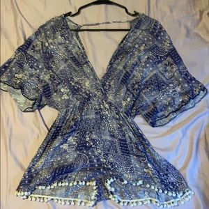 Blue and White Cover Up Dress